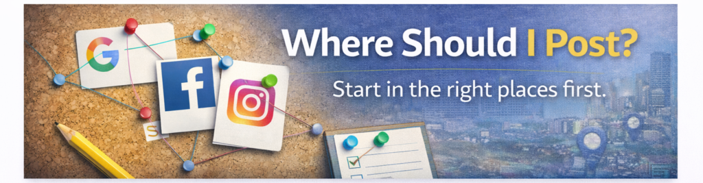 solopreneur Visibility is a strategy, know where to post your business online forst